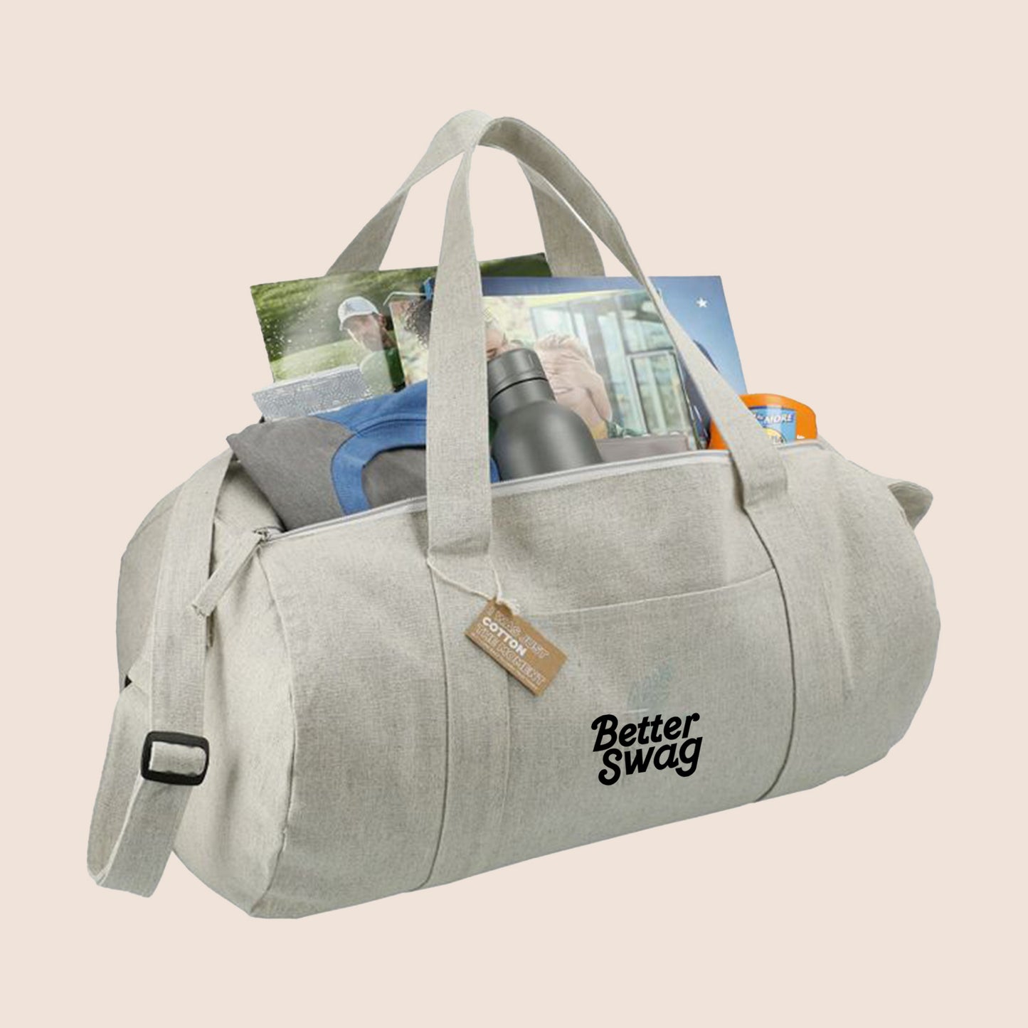 RECYCLED COTTON BARREL DUFFEL BAG