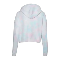 Independent Trading Co. Women’s Lightweight Cropped Hooded Sweatshirt in Tie Dye Cotton Candy, back