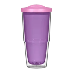 24 Oz. Biggie Tumbler With Lid in Clear With Purple, color