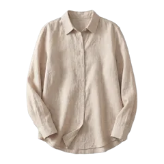 100% European Linen Long Sleeve Shirt Flax