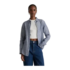 100% European Linen Long Sleeve Shirt Chambray Stripe