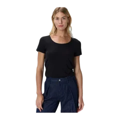 Cotton Modal Scoop Neck Tee Black