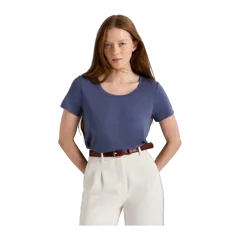 Cotton Modal Scoop Neck Tee Storm Blue