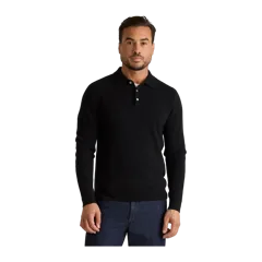 Mongolian Cashmere Polo Sweater Black