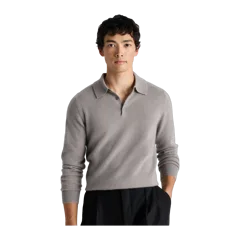 Mongolian Cashmere Polo Sweater Morel Grey