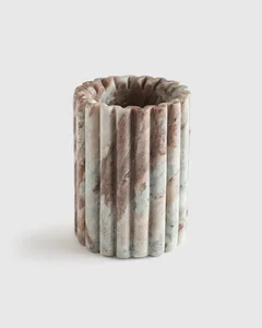 Handcrafted Fluted Marble Wine Chiller Brown