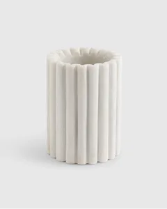 Handcrafted Fluted Marble Wine Chiller White