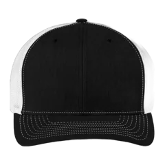 Richardson 112+ R-Flex Adjustable Trucker Cap in Black/ White, front