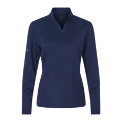 Adidas Women's Textured Stripe Quarter-Zip Pullover in Dark Blue, front