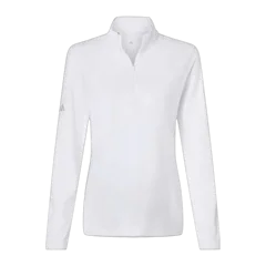Adidas Women's Textured Stripe Quarter-Zip Pullover in White, front