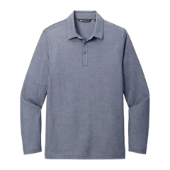 TravisMathew Oceanside Heather Long Sleeve Polo in Blue Nights Heather, front