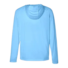 HUK Men's Lopro Long Sleeve Pursuit Hooded T-Shirt in Marolina Blue, back