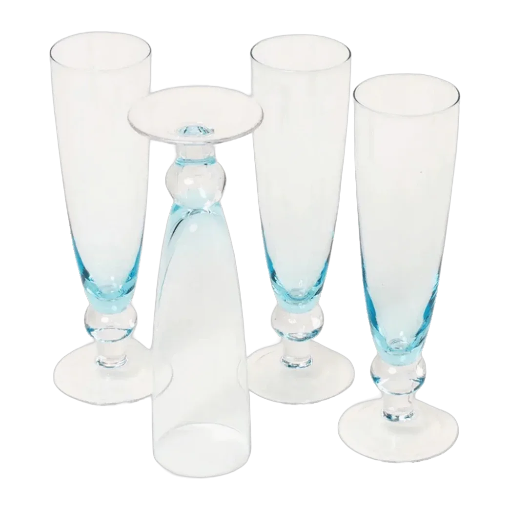 Blue Flutes Set of 4