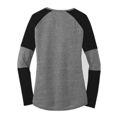 New Era Ladies Tri-Blend Performance Baseball Tee in Black Solid/ Shadow Grey, back