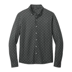 Mercer+Mettle Stretch Jersey Long Sleeve Shirt in Anchor Grey Geo Diamond, front