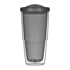 24 Oz. Biggie Tumbler With Lid in Clear With Charcoal, color
