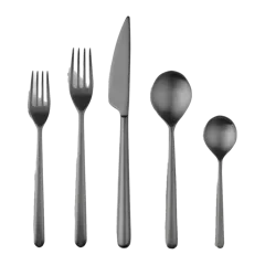 Linea Flatware 20-Pc Set by Mepra Brushed Black