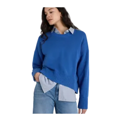 100% Organic Cotton Boyfriend Crew Sweater Sapphire Blue