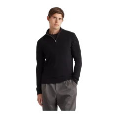 Mongolian Cashmere Quarter Zip Sweater Black