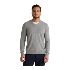 Mongolian Cashmere V-Neck Sweater Heather Grey