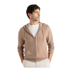 Mongolian Cashmere Full-Zip Hoodie Oatmeal