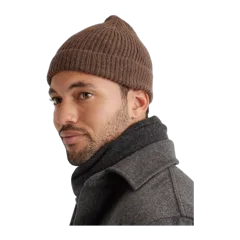 Mongolian Cashmere Ribbed Beanie Brown