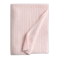 Cable Knit Cashmere Throw Minimal Pink