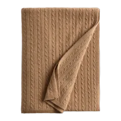 Cable Knit Cashmere Throw Teak