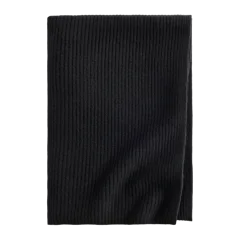 Ribbed Knit Cashmere Throw Black