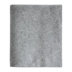 Ribbed Knit Cashmere Throw Heather Grey