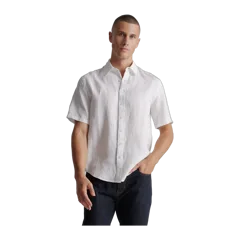 100% European Linen Relaxed Short Sleeve Shirt White