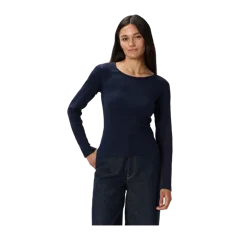 Organic Cotton Micro-Rib Long Sleeve Tee Deep Navy