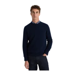 Mongolian Cashmere Waffle Sweatshirt True Navy