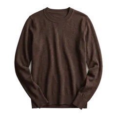 Lightweight Cotton Cashmere Crew Sweater Mocha Heather