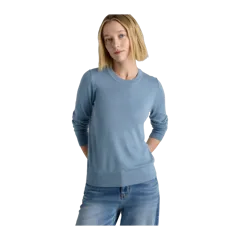 Lightweight Cotton Cashmere Crew Sweater Mountain Spring Blue