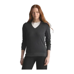 Lightweight Cotton Cashmere V-Neck Sweater Heather Charcoal
