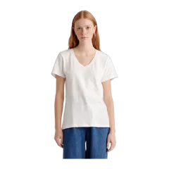 100% Organic Cotton Slub V-Neck Tee White