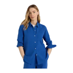 100% Organic Cotton Gauze Long Sleeve Shirt Orchid Blue