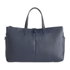 Italian Leather Triple Compartment Weekender Deep Navy