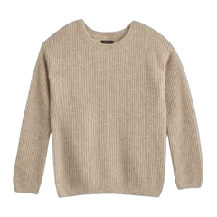 Washable Cashmere Fisherman Tunic Sweater Oatmeal