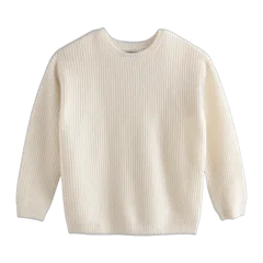 Washable Cashmere Fisherman Tunic Sweater Ivory