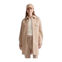 100% Merino Wool Long Shirt Jacket Camel