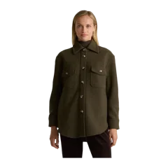 100% Merino Wool Shirt Jacket Olive Grove