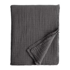 Organic Cotton Gauze Throw Charcoal