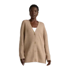 Mongolian Cashmere Oversized Boyfriend Cardigan Sweater Oatmeal
