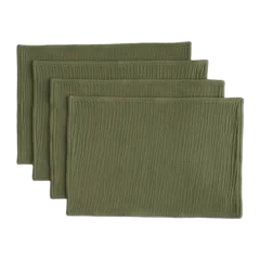 Organic Cotton Gauze Placemats, Set of 4 Olive