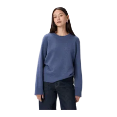 Mongolian Cashmere Oversized Crewneck Sweater Heather Storm Blue