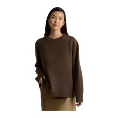Mongolian Cashmere Oversized Crewneck Sweater Brown
