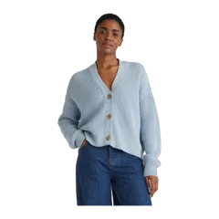 100% Organic Cotton Fisherman Boxy Cropped Cardigan Sky Blue