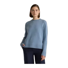Mongolian Cashmere Boxy Crewneck Sweater Faded Denim